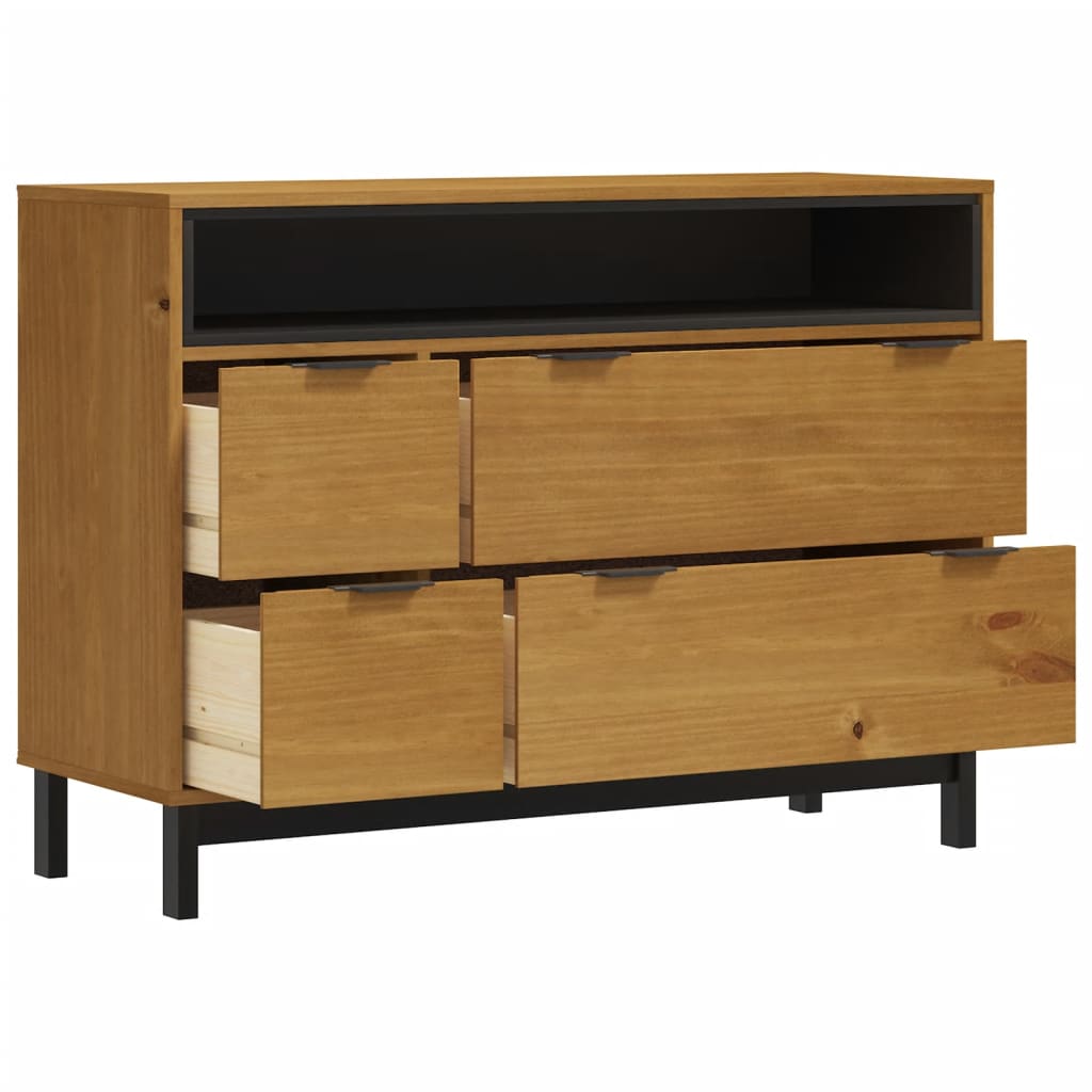 vidaXL Komoda FLAM, 110x40x80 cm, lite drewno sosnowe