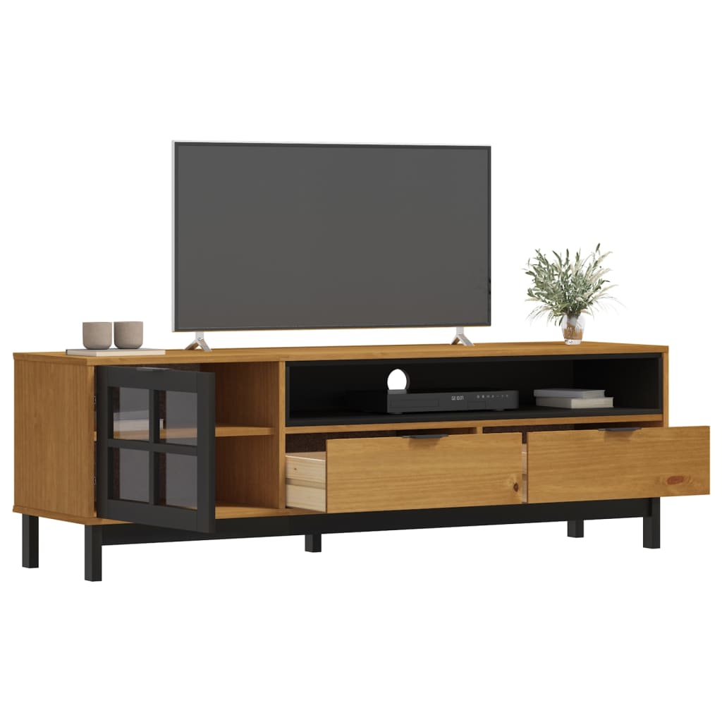 vidaXL Szafka TV z przeszklonymi drzwiczkami FLAM, 158x40x50 cm, sosna