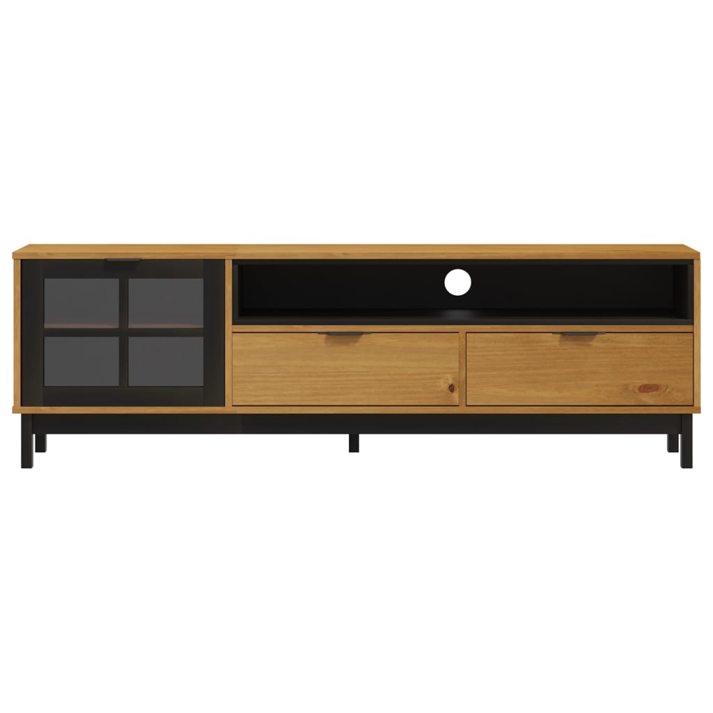 vidaXL Szafka TV z przeszklonymi drzwiczkami FLAM, 158x40x50 cm, sosna