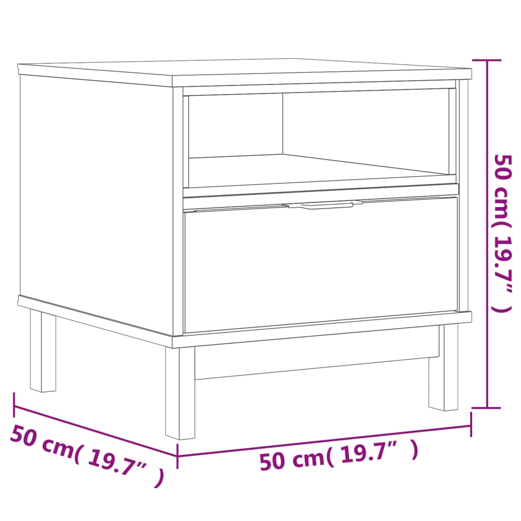 vidaXL Stolik boczny FLAM, 50x50x50 cm, lite drewno sosnowe