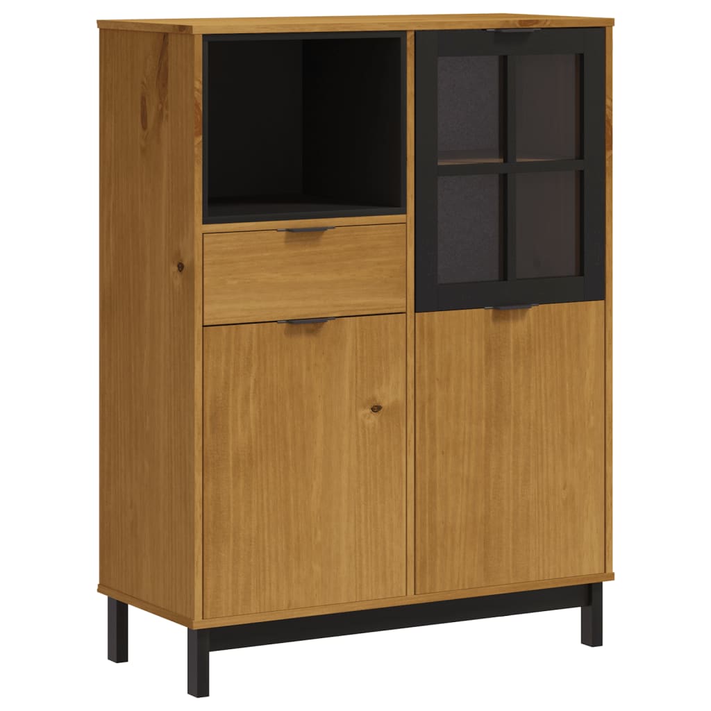 vidaXL Kredens z przeszklonymi drzwiami FLAM, 92x40x122,5 cm, sosna
