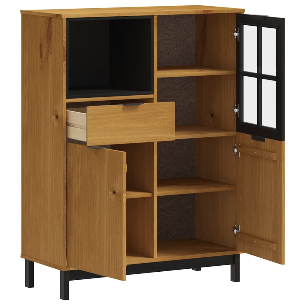 vidaXL Kredens z przeszklonymi drzwiami FLAM, 92x40x122,5 cm, sosna