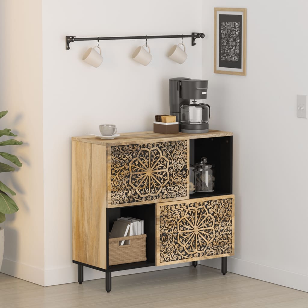 vidaXL Szafka, 80x33x75 cm, lite drewno mango