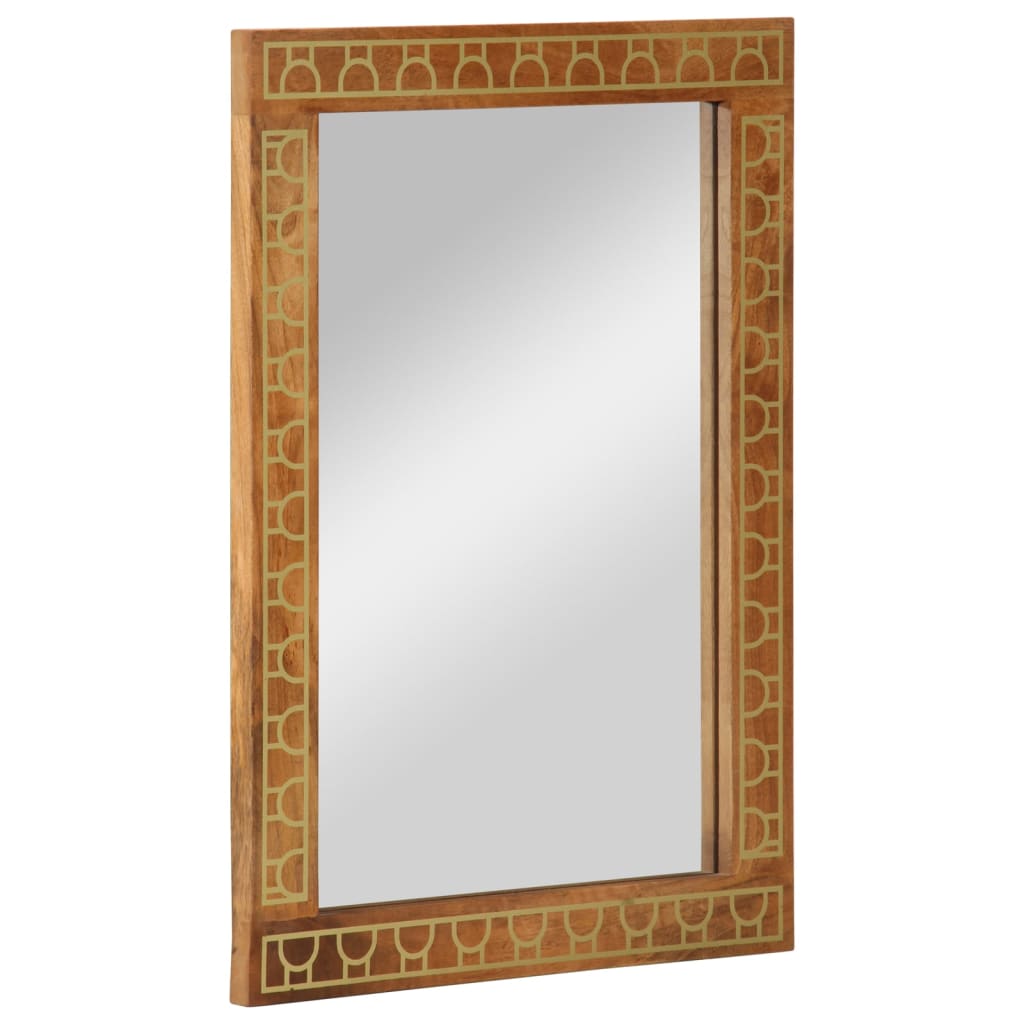 vidaXL Lustro łazienkowe, 50x70x2,5 cm, lite drewno mango i szkło