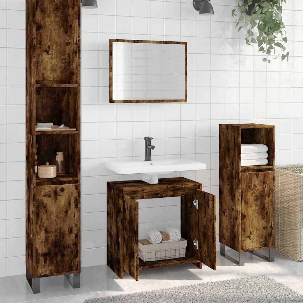 vidaXL 2-częściowy zestaw mebli łazienkowych, przydymiony dąb