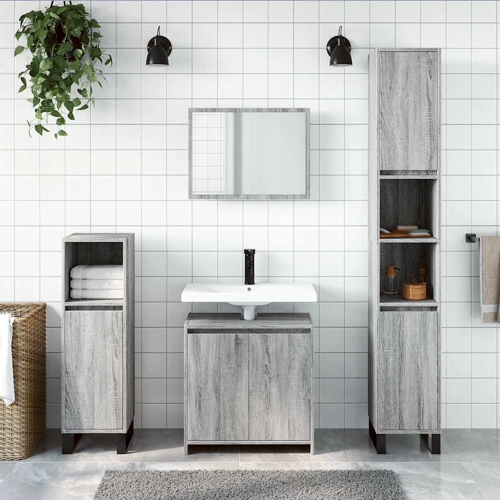 vidaXL 2-częściowy zestaw mebli łazienkowych, szary dąb sonoma