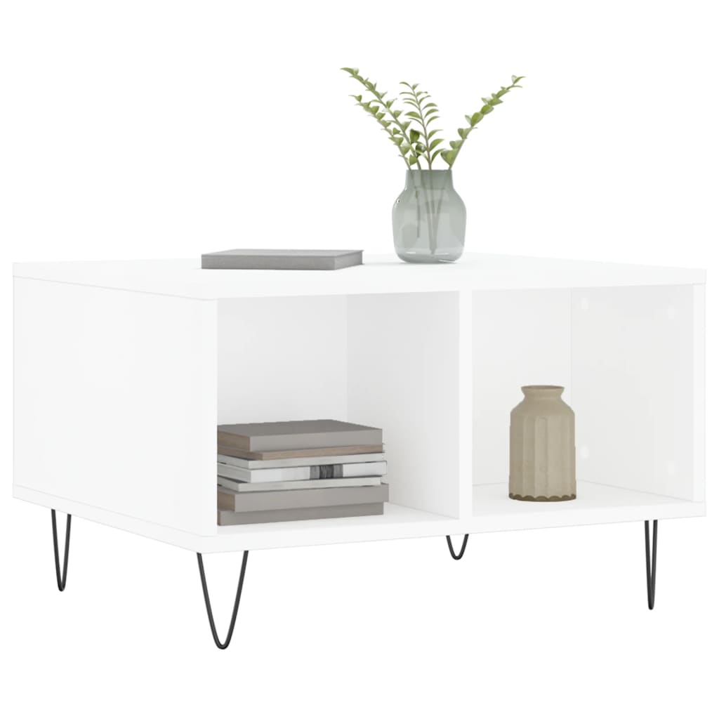 vidaXL Stolik kawowy, biały 60x50x36,5 cm, materiał drewnopochodny