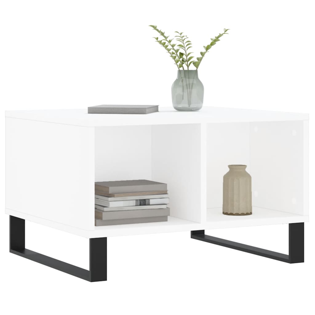 vidaXL Stolik kawowy, biały 60x50x36,5 cm, materiał drewnopochodny