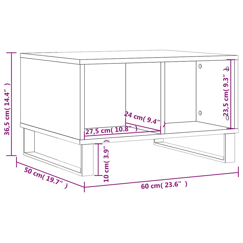 vidaXL Stolik kawowy, biały 60x50x36,5 cm, materiał drewnopochodny