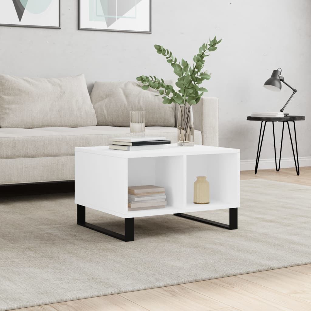 vidaXL Stolik kawowy, biały 60x50x36,5 cm, materiał drewnopochodny