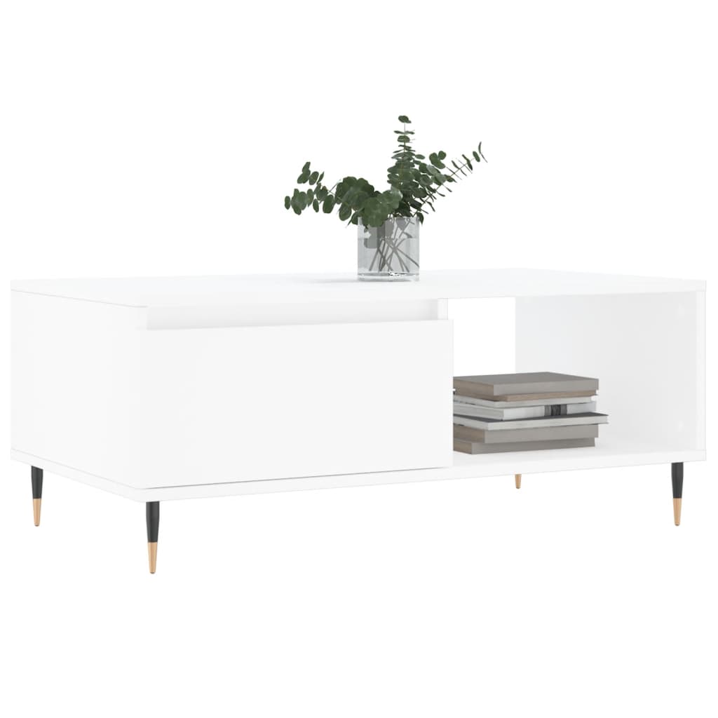 vidaXL Stolik kawowy, biały 90x50x36,5 cm, materiał drewnopochodny