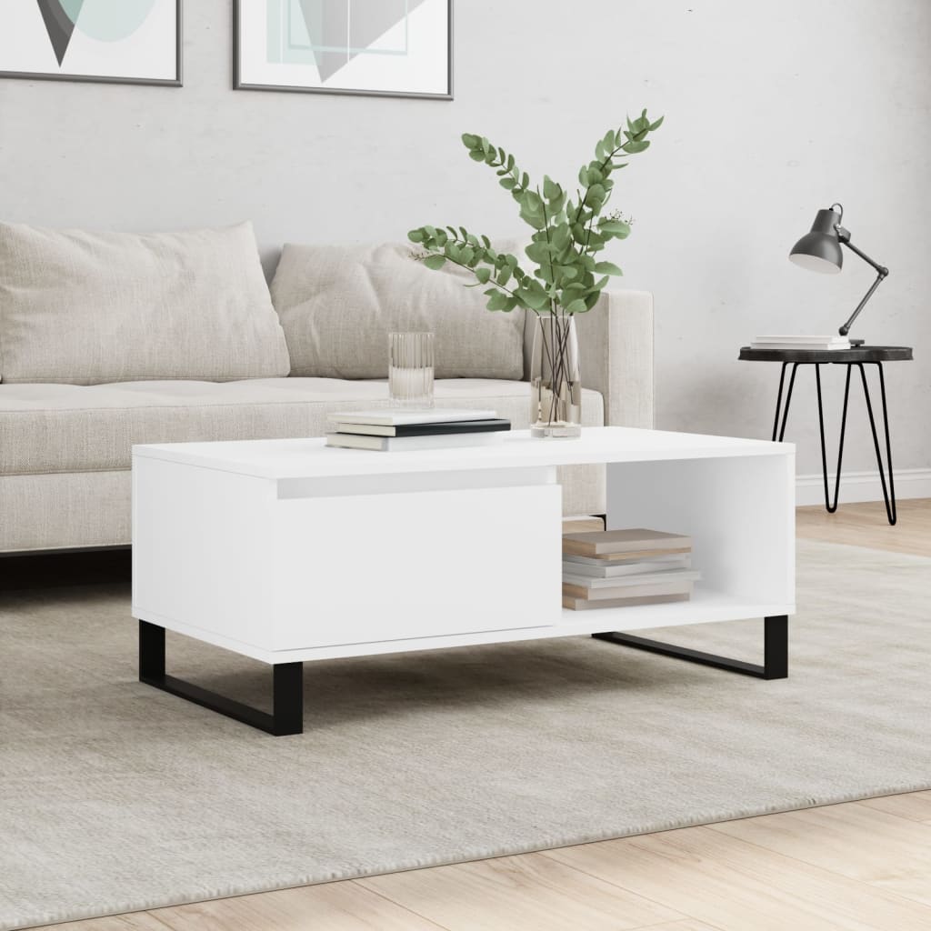 vidaXL Stolik kawowy, biały 90x50x36,5 cm, materiał drewnopochodny