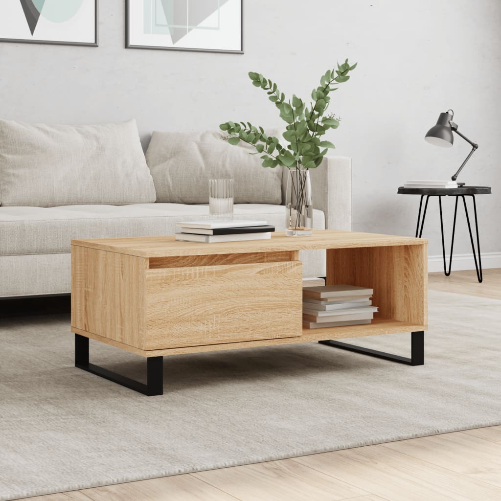 vidaXL Stolik kawowy, dąb sonoma 90x50x36,5 cm materiał drewnopochodny