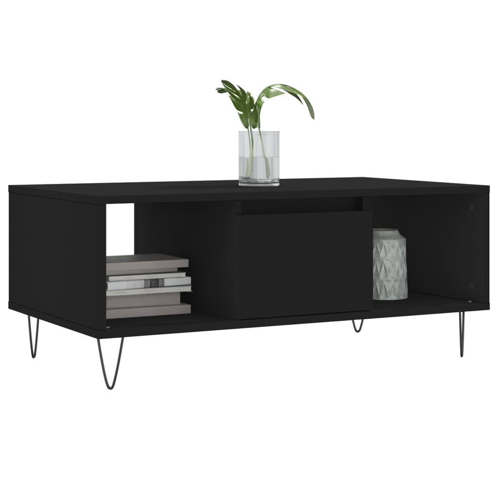 vidaXL Stolik kawowy, czarny, 90x50x36,5 cm, materiał drewnopochodny