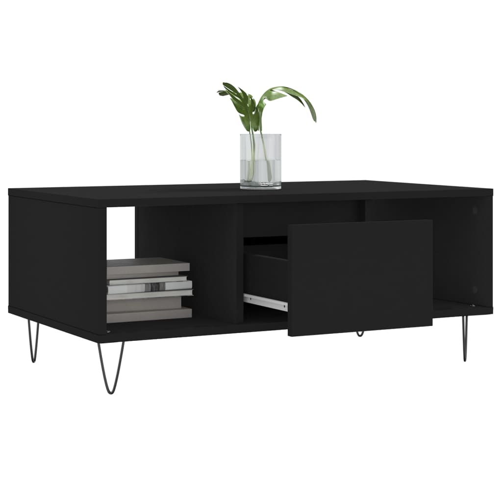 vidaXL Stolik kawowy, czarny, 90x50x36,5 cm, materiał drewnopochodny
