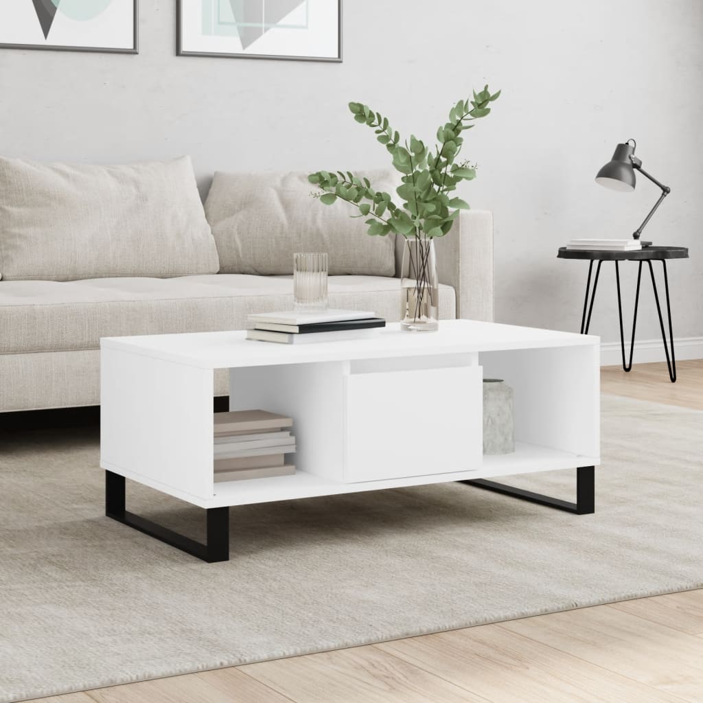 vidaXL Stolik kawowy, biały 90x50x36,5 cm, materiał drewnopochodny