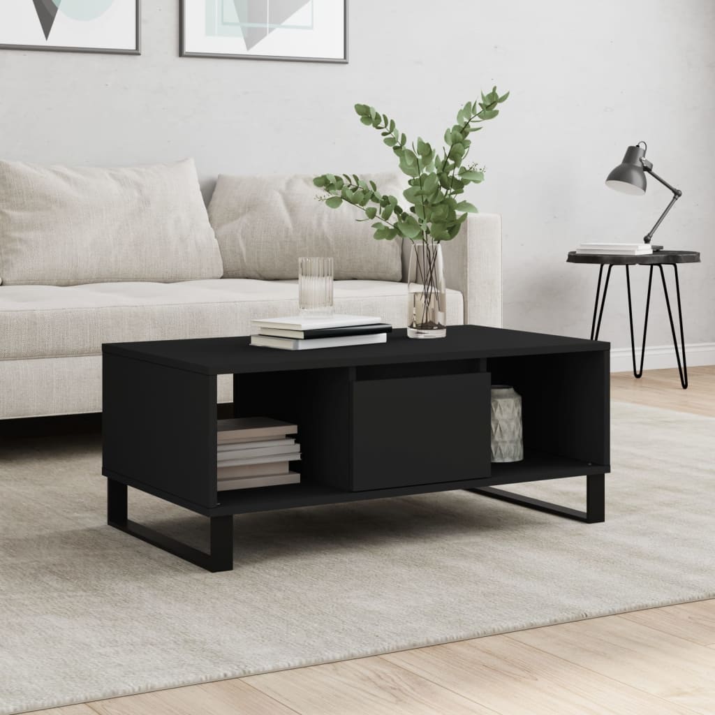 vidaXL Stolik kawowy, czarny, 90x50x36,5 cm, materiał drewnopochodny