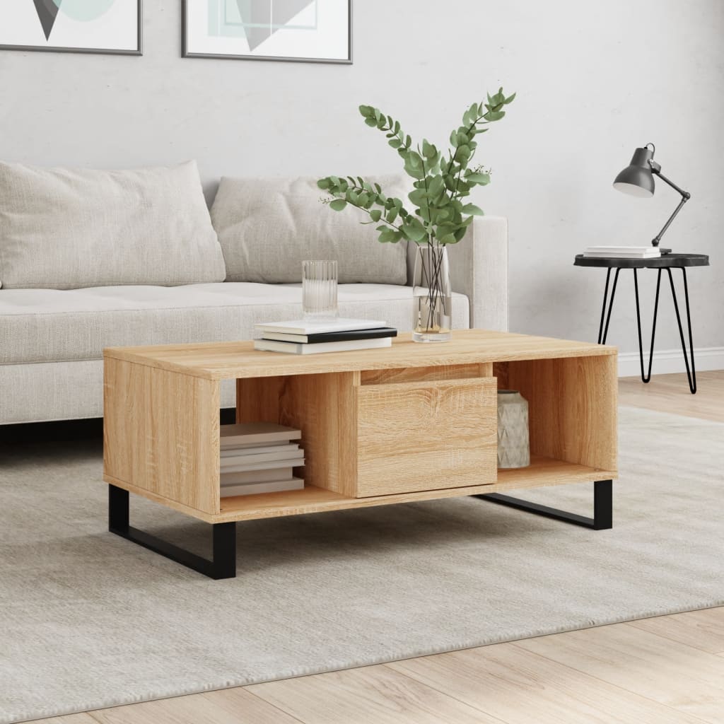 vidaXL Stolik kawowy, dąb sonoma 90x50x36,5 cm materiał drewnopochodny
