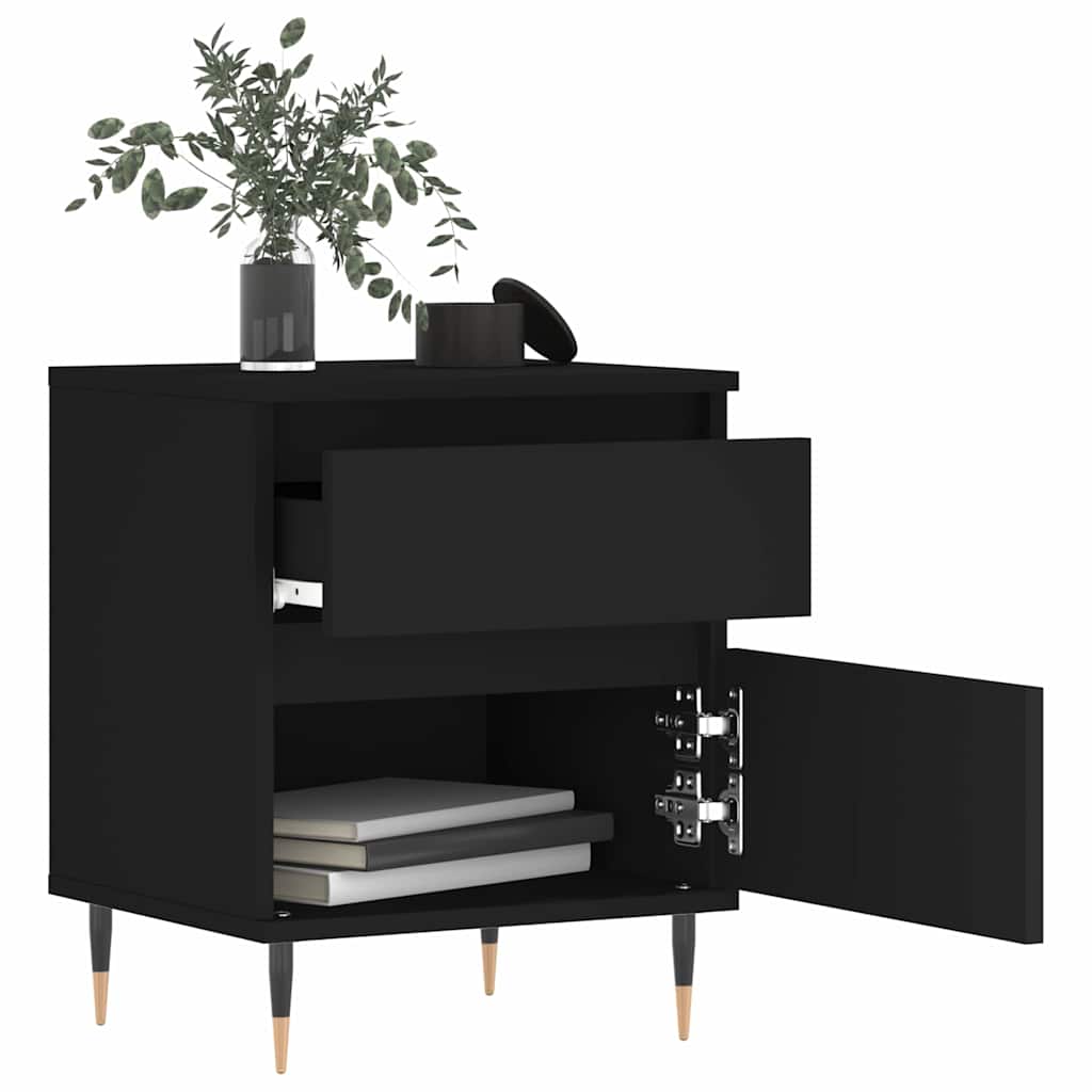 vidaXL Szafka nocna, czarny, 40x35x50 cm, materiał drewnopochodny