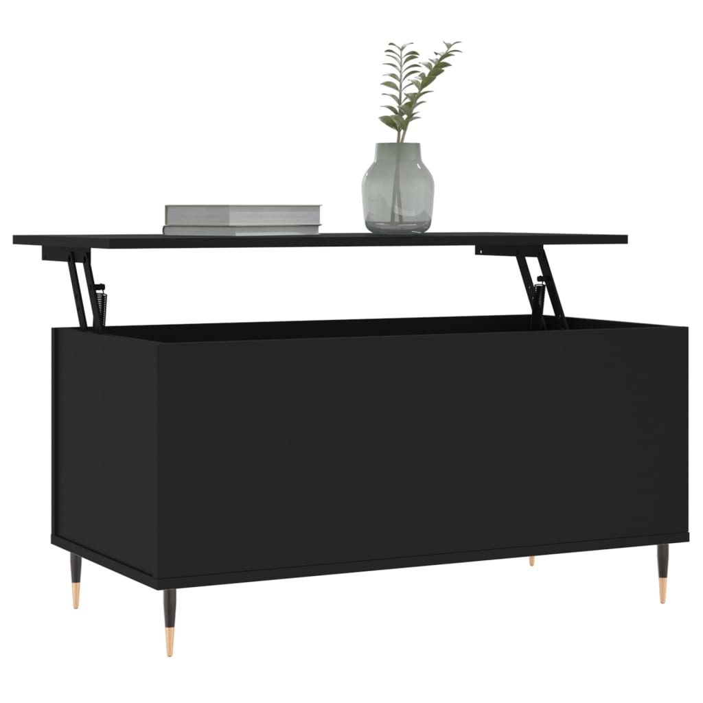 vidaXL Stolik kawowy, czarny, 90x44,5x45 cm, materiał drewnopochodny