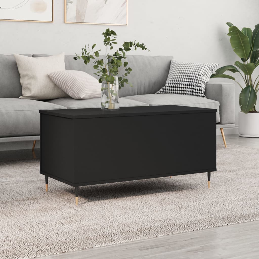 vidaXL Stolik kawowy, czarny, 90x44,5x45 cm, materiał drewnopochodny