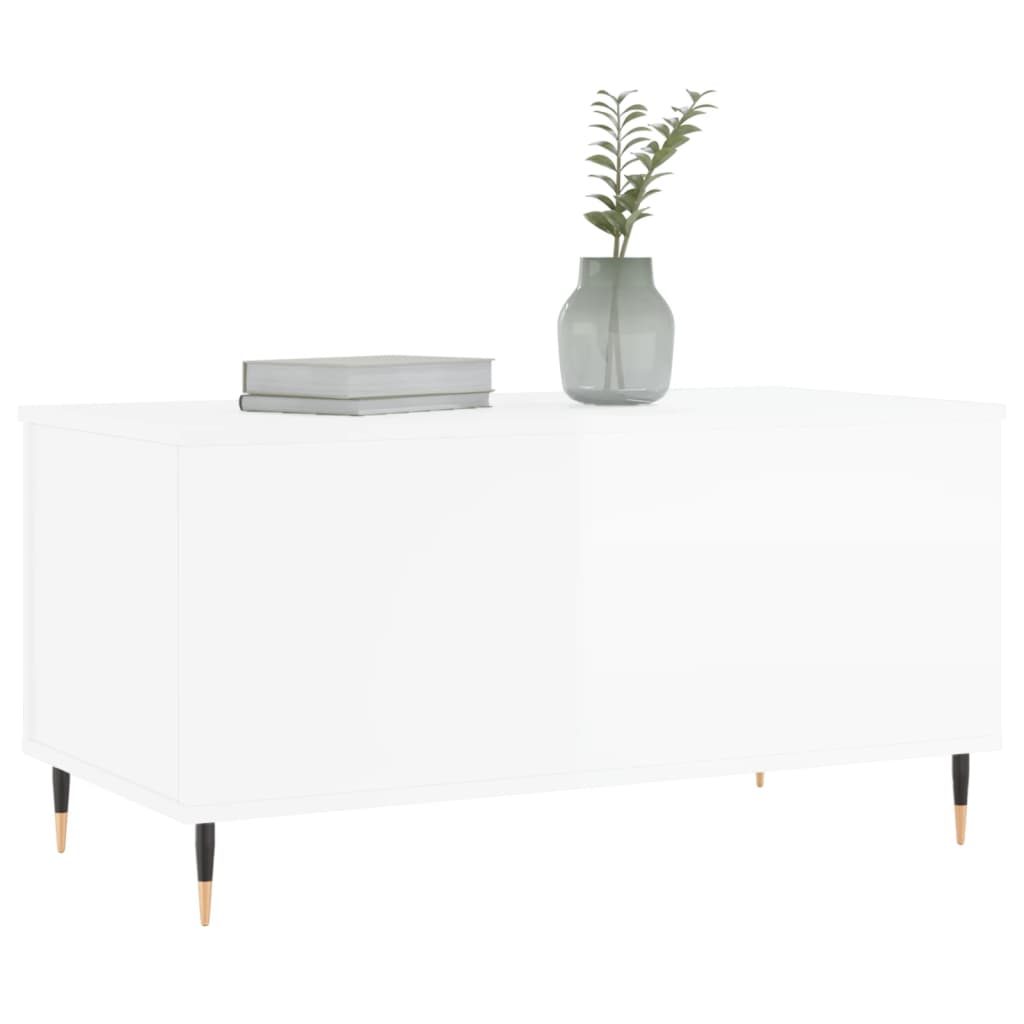 vidaXL Stolik kawowy, biały z połyskiem, 90x44,5x45 cm