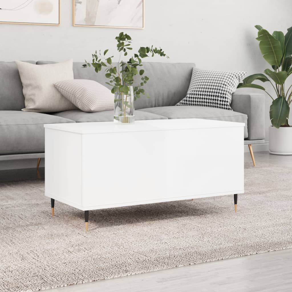 vidaXL Stolik kawowy, biały z połyskiem, 90x44,5x45 cm