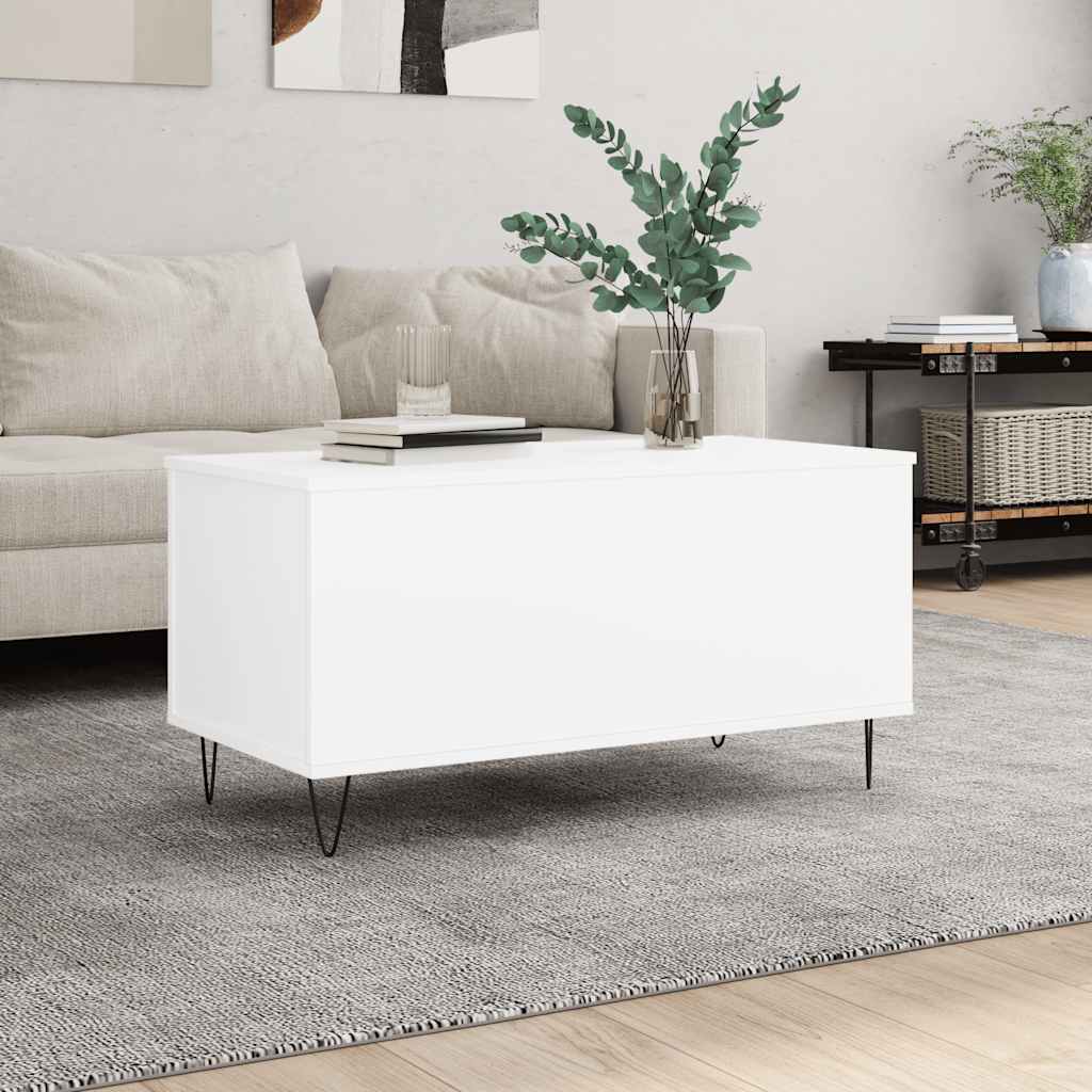 vidaXL Stolik kawowy, biały 90x44,5x45 cm, materiał drewnopochodny