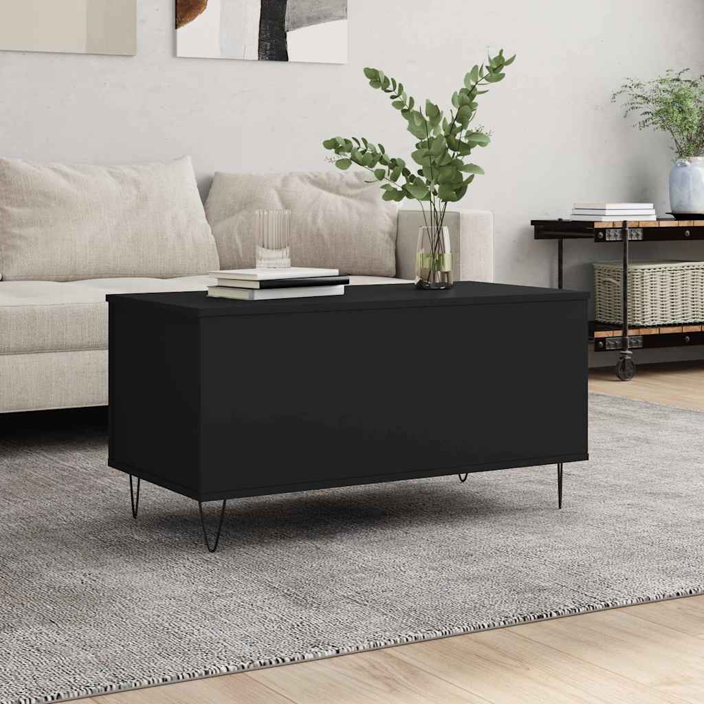 vidaXL Stolik kawowy, czarny, 90x44,5x45 cm, materiał drewnopochodny