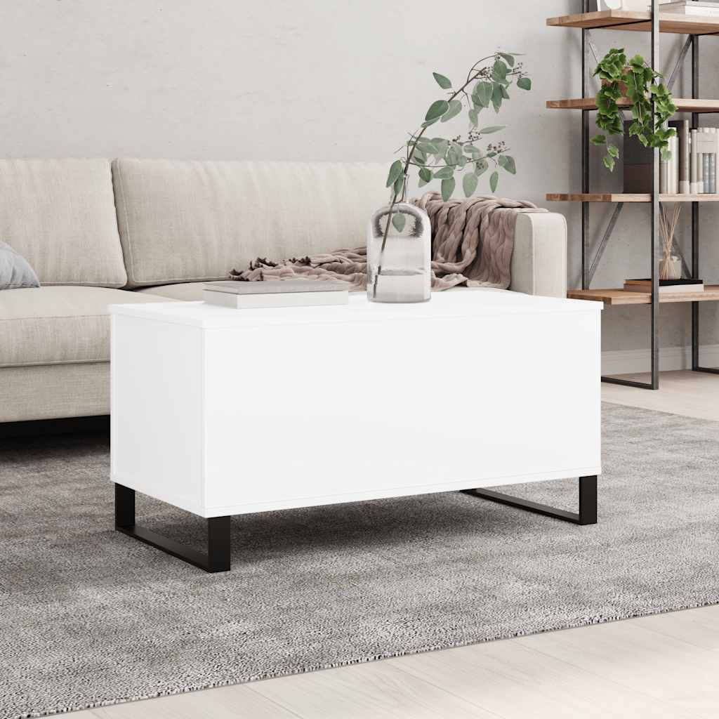 vidaXL Stolik kawowy, biały 90x44,5x45 cm, materiał drewnopochodny