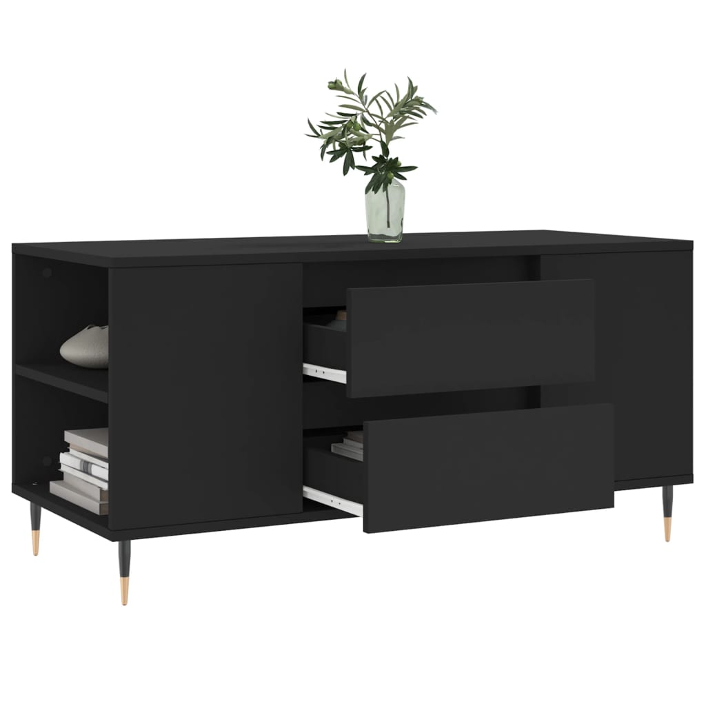 vidaXL Stolik kawowy, czarny, 102x44,5x50 cm, materiał drewnopochodny