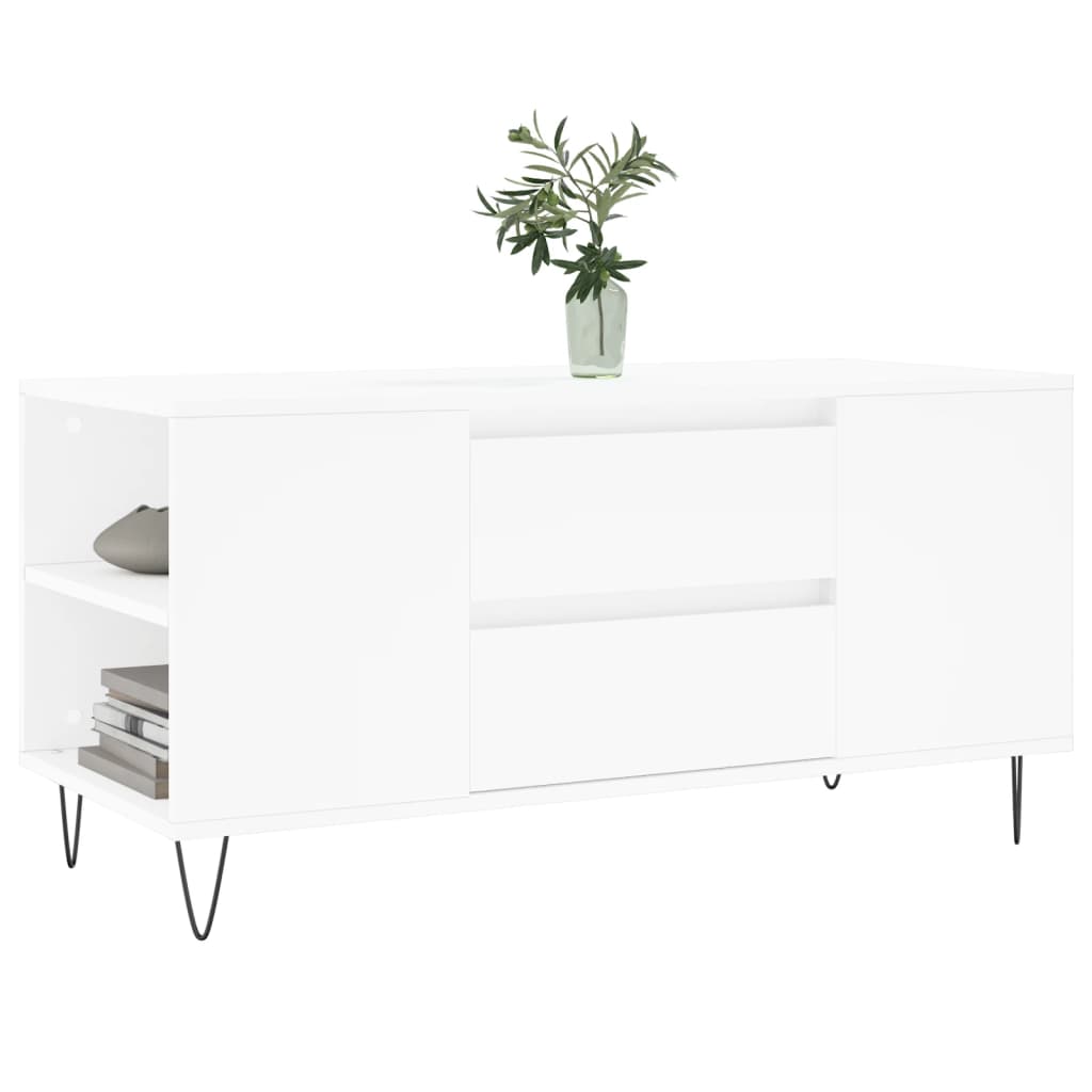 vidaXL Stolik kawowy, biały, 102x44,5x50 cm, materiał drewnopochodny