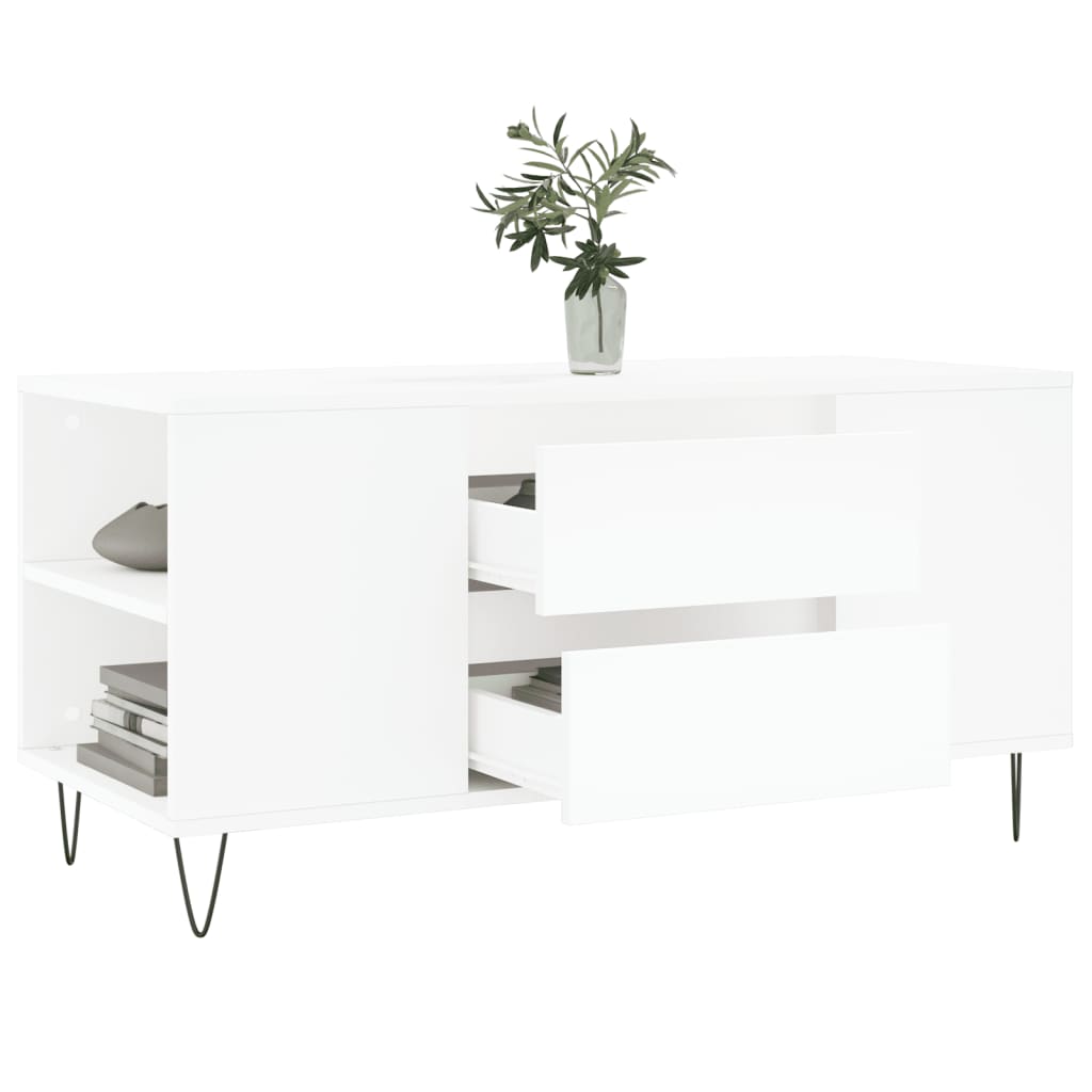 vidaXL Stolik kawowy, biały, 102x44,5x50 cm, materiał drewnopochodny