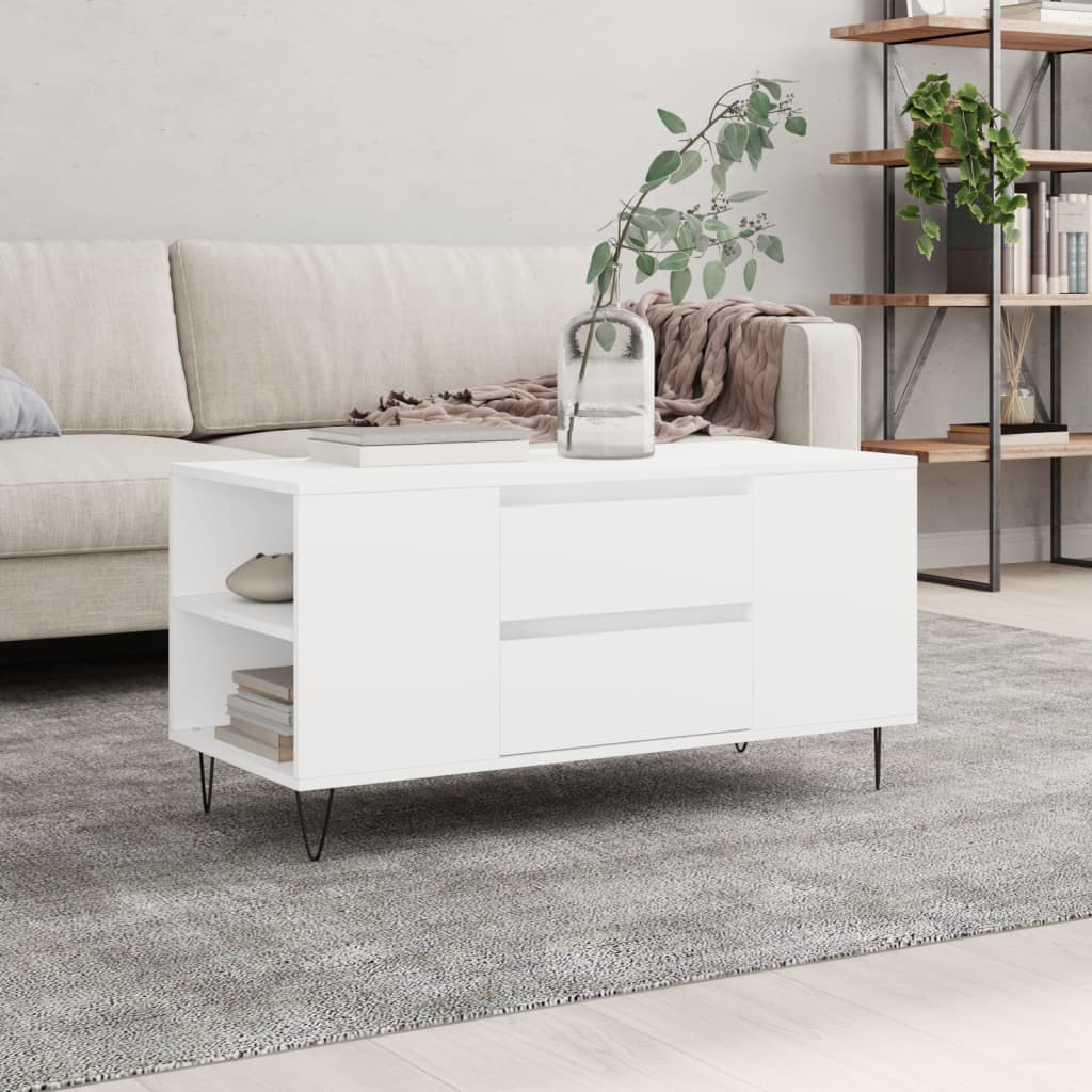 vidaXL Stolik kawowy, biały, 102x44,5x50 cm, materiał drewnopochodny