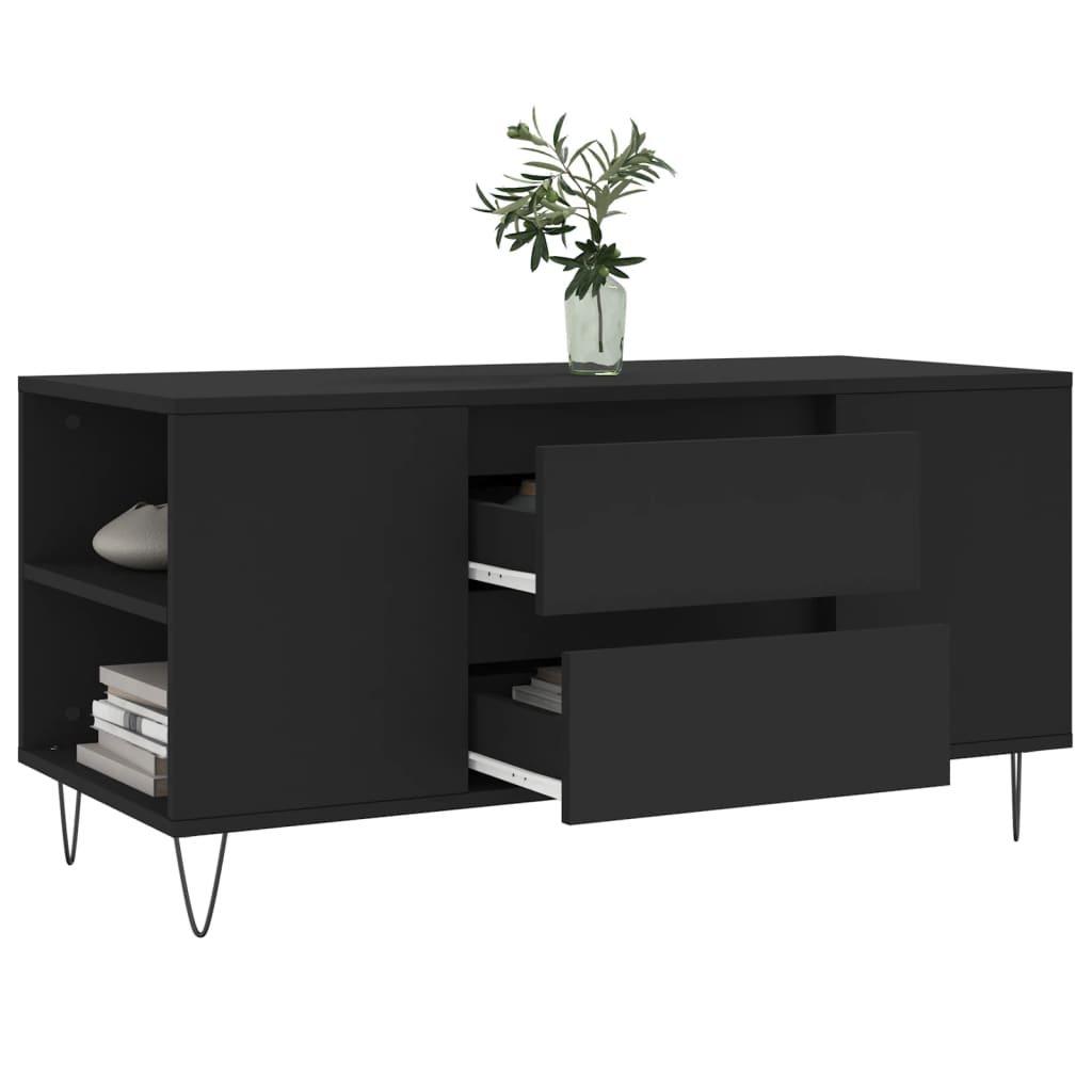 vidaXL Stolik kawowy, czarny, 102x44,5x50 cm, materiał drewnopochodny