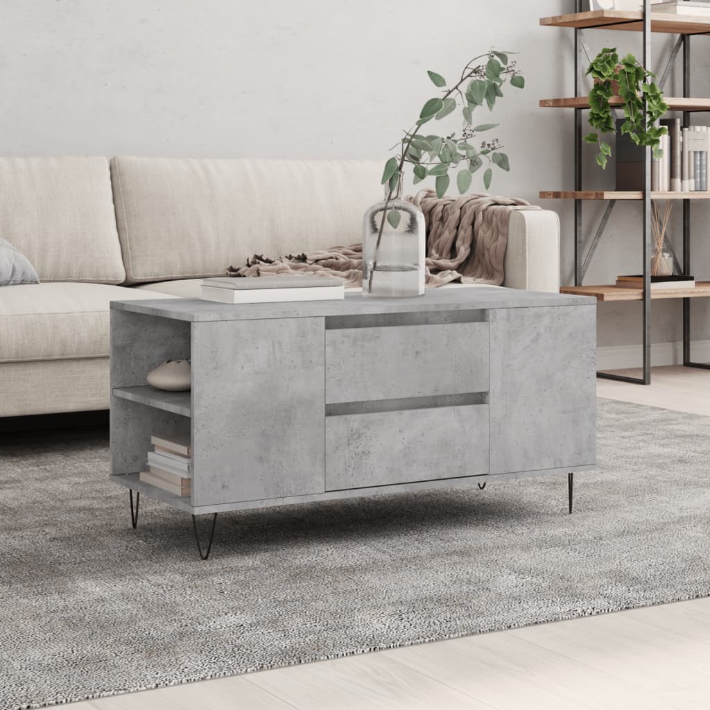 vidaXL Stolik kawowy, szarość betonu, 102x44,5x50 cm