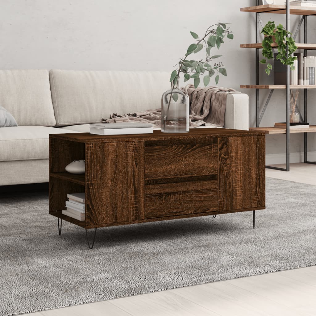 vidaXL Stolik kawowy, brązowy dąb, 102x44,5x50 cm