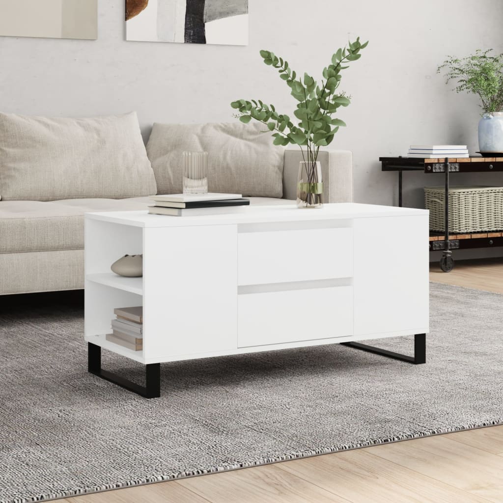 vidaXL Stolik kawowy, biały, 102x44,5x50 cm, materiał drewnopochodny