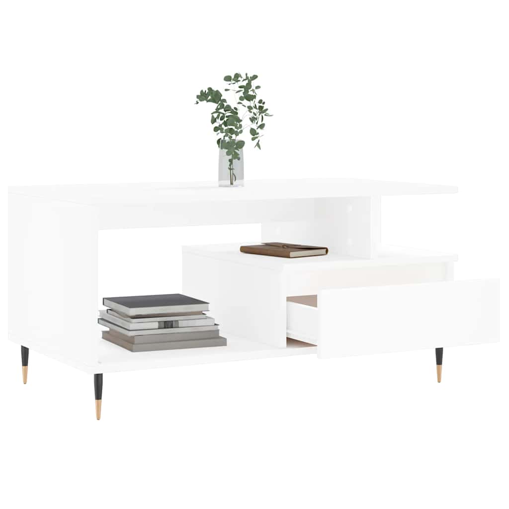 vidaXL Stolik kawowy, biały 90x49x45 cm, materiał drewnopochodny