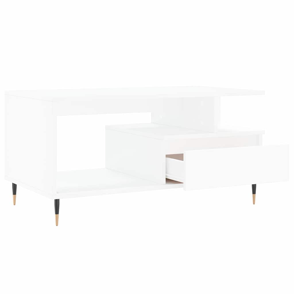 vidaXL Stolik kawowy, biały 90x49x45 cm, materiał drewnopochodny