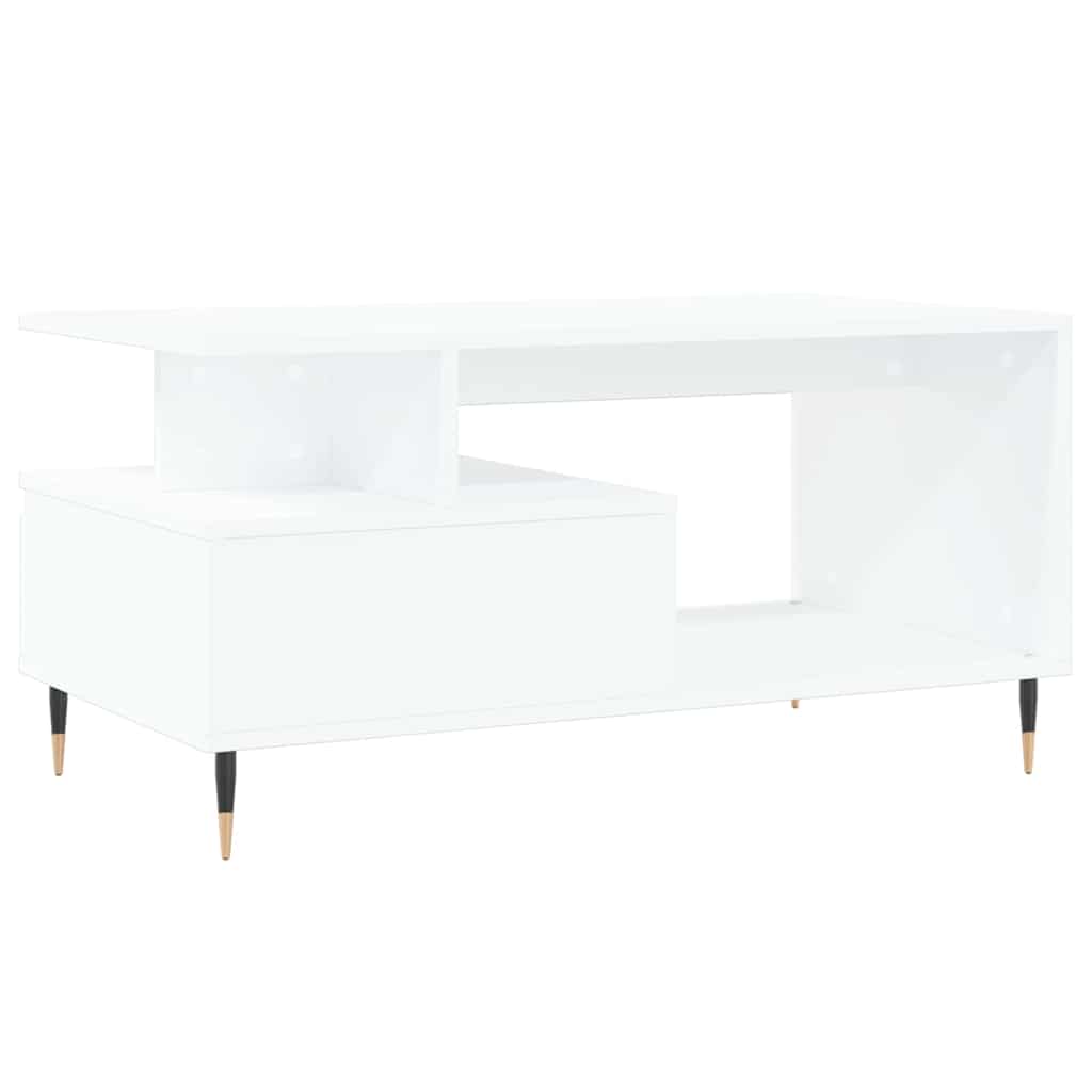 vidaXL Stolik kawowy, biały 90x49x45 cm, materiał drewnopochodny