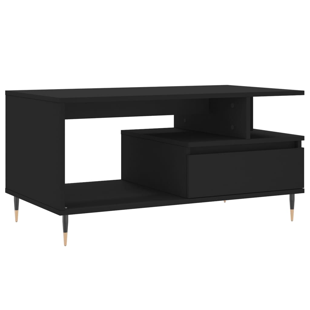 vidaXL Stolik kawowy, czarny 90x49x45 cm, materiał drewnopochodny