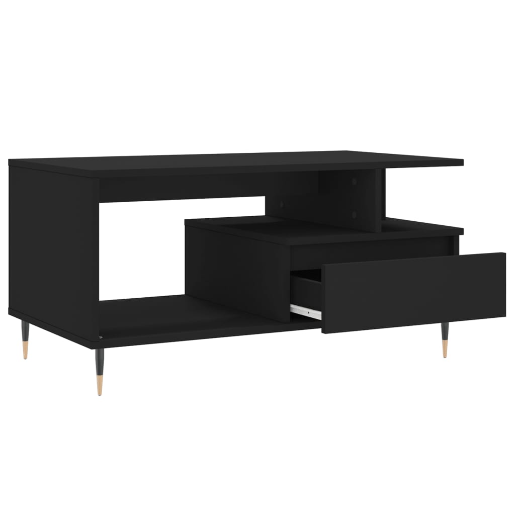 vidaXL Stolik kawowy, czarny 90x49x45 cm, materiał drewnopochodny