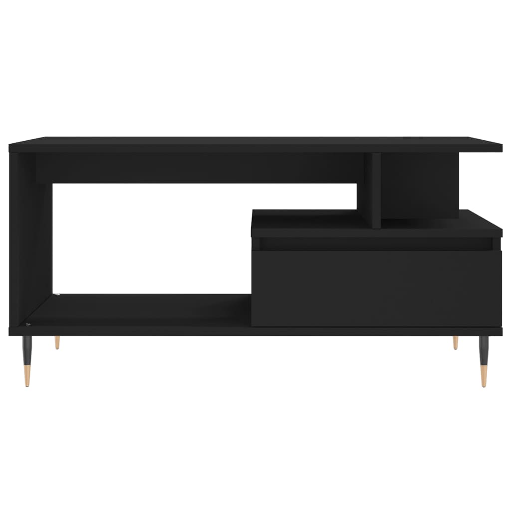 vidaXL Stolik kawowy, czarny 90x49x45 cm, materiał drewnopochodny