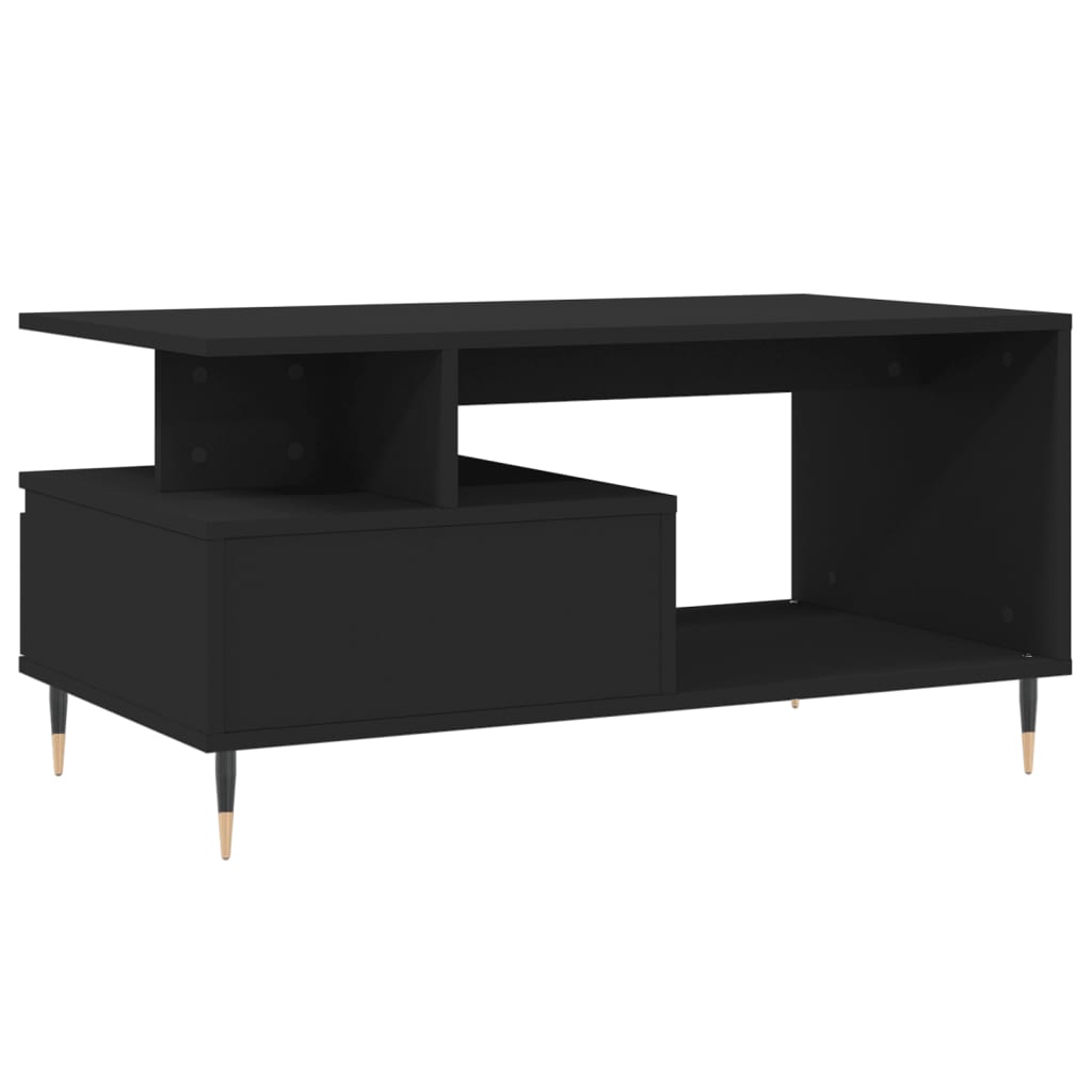 vidaXL Stolik kawowy, czarny 90x49x45 cm, materiał drewnopochodny