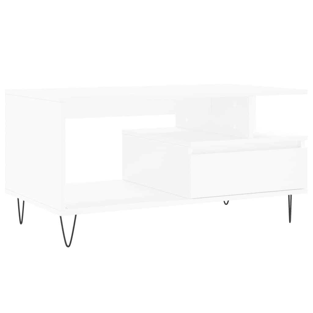 vidaXL Stolik kawowy, biały 90x49x45 cm, materiał drewnopochodny