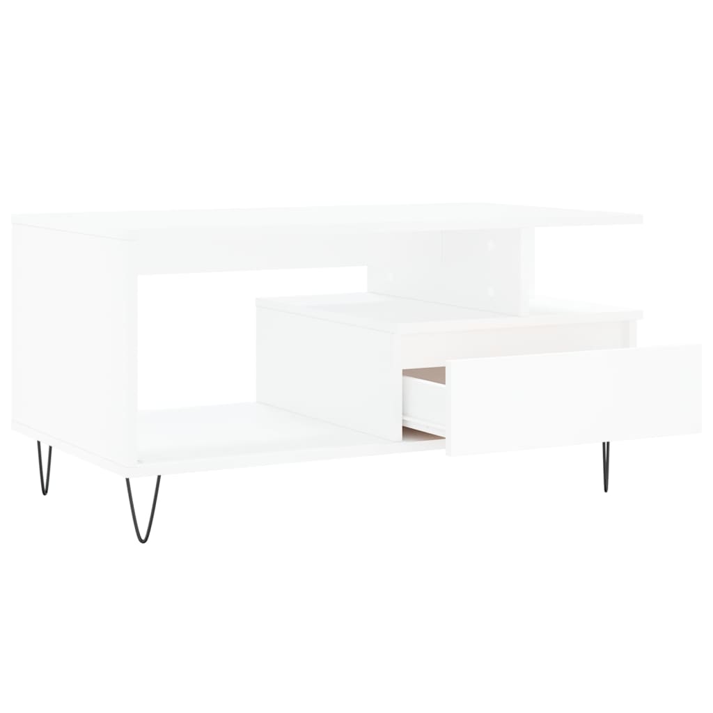 vidaXL Stolik kawowy, biały 90x49x45 cm, materiał drewnopochodny