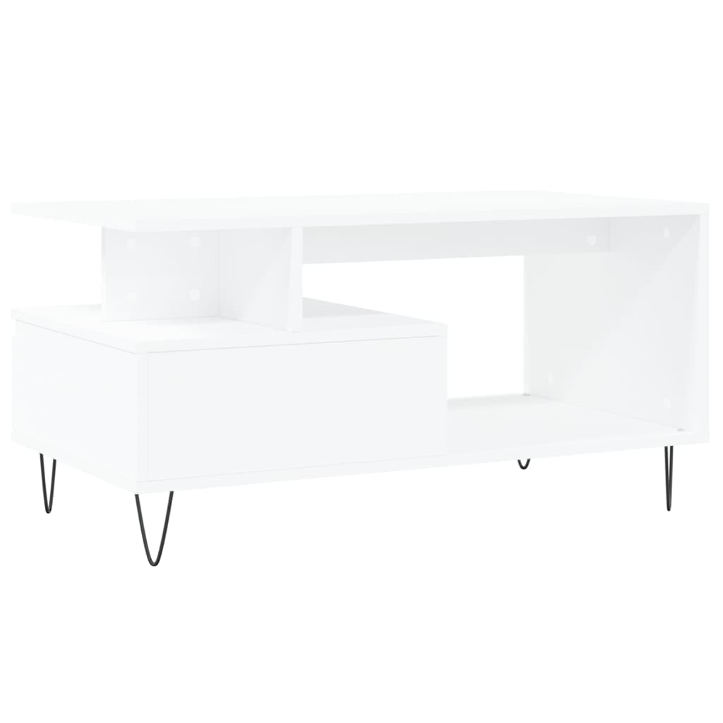 vidaXL Stolik kawowy, biały 90x49x45 cm, materiał drewnopochodny