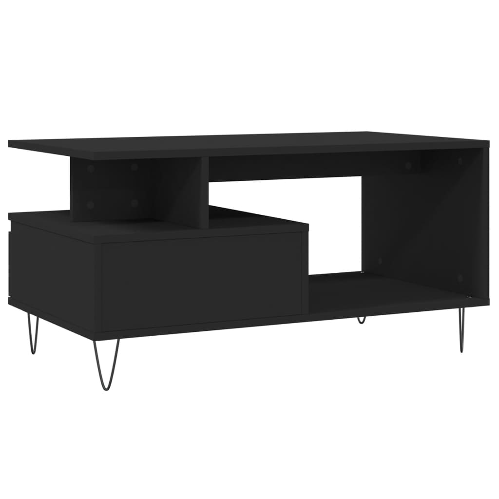 vidaXL Stolik kawowy, czarny 90x49x45 cm, materiał drewnopochodny