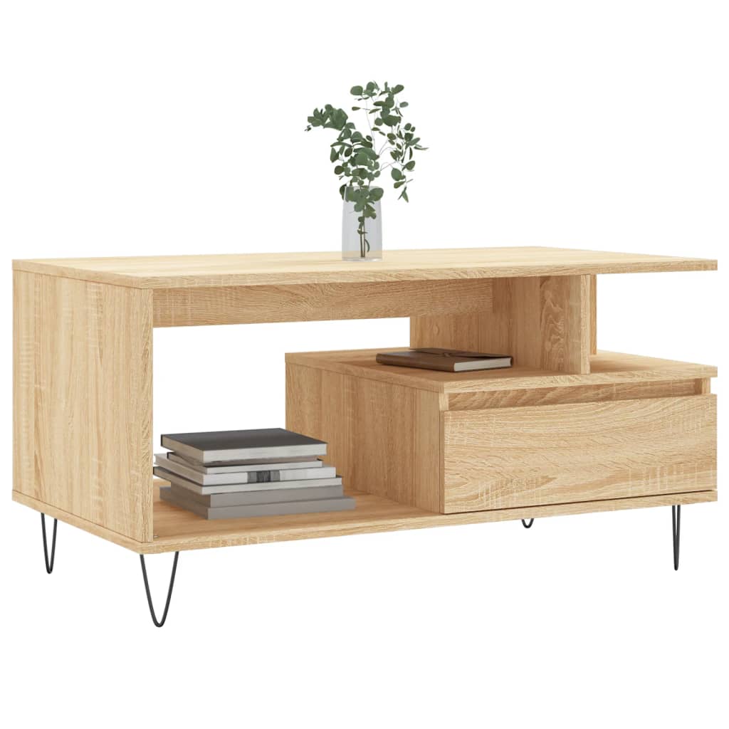 vidaXL Stolik kawowy, dąb sonoma 90x49x45 cm, materiał drewnopochodny